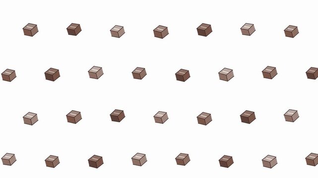 Seamless Minimalist Pattern of Brown Boxes and Cubes on White Background