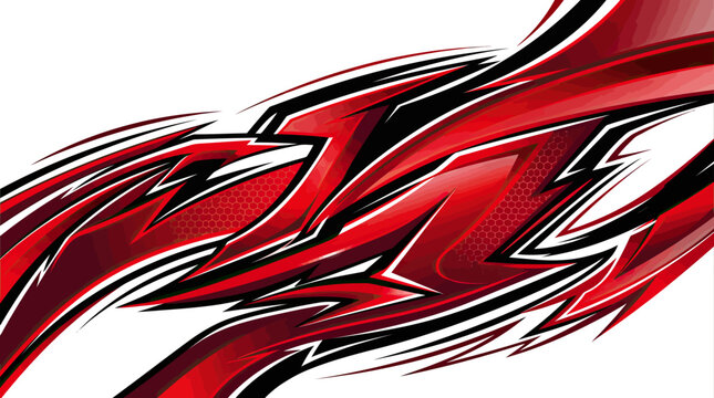 Red and black sharp jagged racing decal car wrap