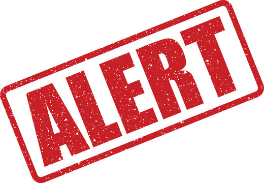 Urgent red alert stamp conveying important information or warning message for critical situations