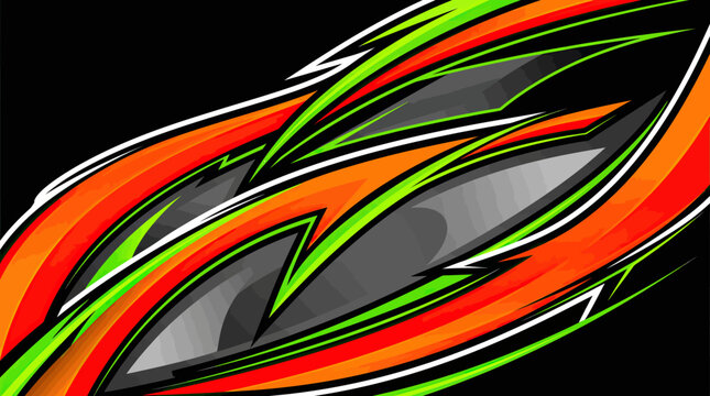 Green orange curved racing wrap graphic design.