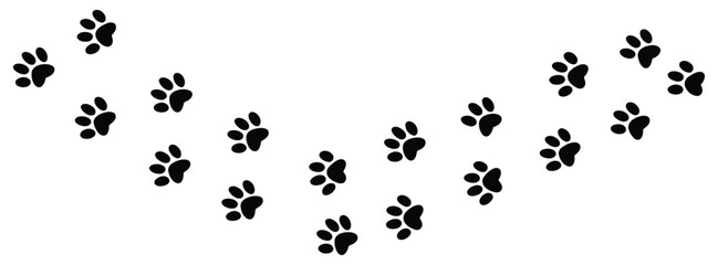 Paw print foot trail vector illustration with dog and cat paw prints representing animal movement and pet trail concept © MASUD NUR