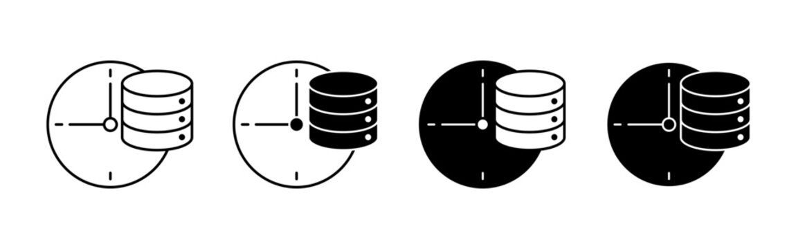 Clock and Database Symbols for Data Backup and Storage Scheduling