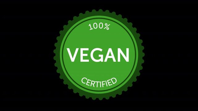 Vegan Certified Badge with Alpha Channel and Blue Screen - 100% Plant Based Organic Seal
