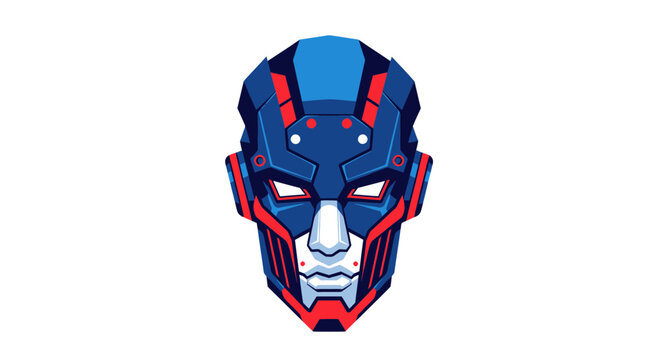 Futuristic Robot Head Icon, Sci-Fi Android Face, Cyberpunk Character Design
