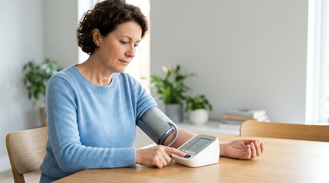 Adult Measuring Blood Pressure at Home for Daily Cardiovascular Health Monitoring