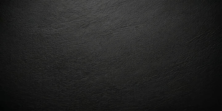 A dark, rough black leather texture with a vintage grunge pattern on the old material surface, perfect for a macro background wallpaper