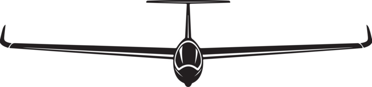 Glider, sailplane, airplane, vector illustration, black and white, minimalist design, aviation icon