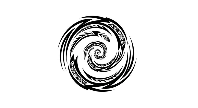 Black swirl abstract symbol design element.
