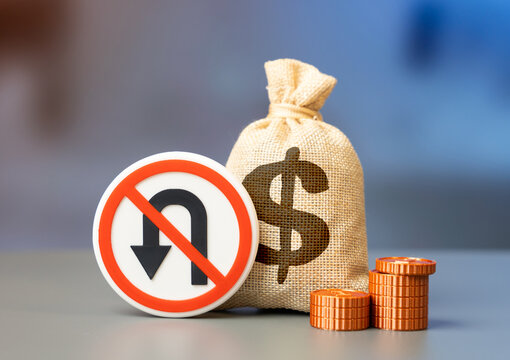A no-return symbol and a dollar sign. Lost investments and frozen funds. Complicated capital withdrawal and non-refundable financial commitments.