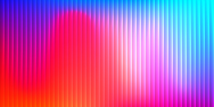 Futuristic abstract vector gradient with transparent glass surface, neon effect. Glossy glasses, ribbed texture, vertical reflection pattern. Color background with glowing wave line, glass distortion.