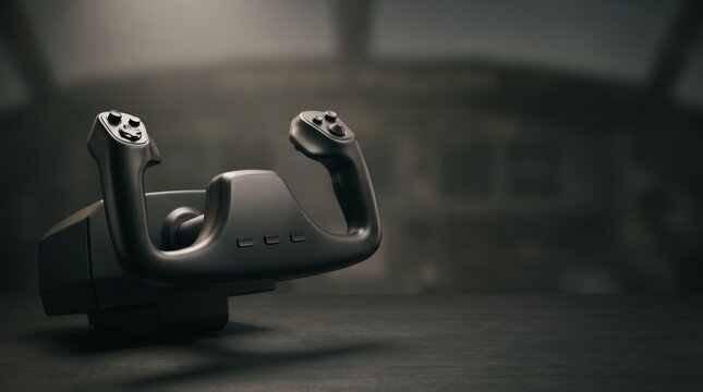 Black Flight Yoke Controller for Flight Simulator Gaming on Desk