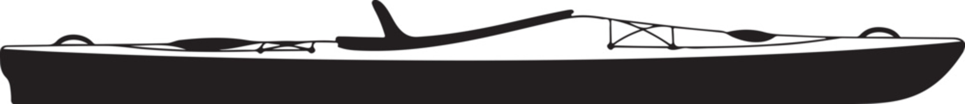Kayak boat, vector silhouette, black, white background, outdoor recreation