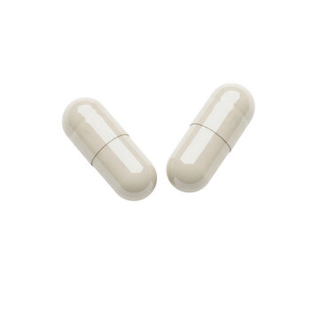Two identical oval white capsules on a clean surface