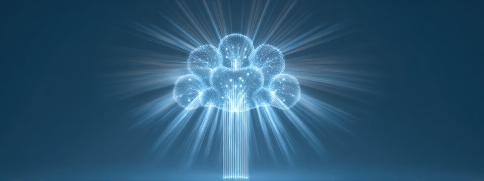 Illuminated ethereal form, resembling a luminous tree or cluster of orbs