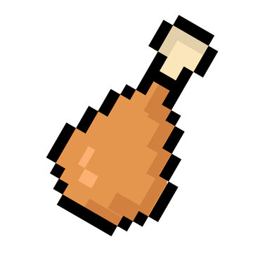 pixel chicken wings fast food retro 8-bit video game art.