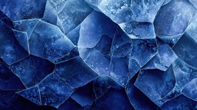 Abstract blue ice texture with cracks and crystalline structures