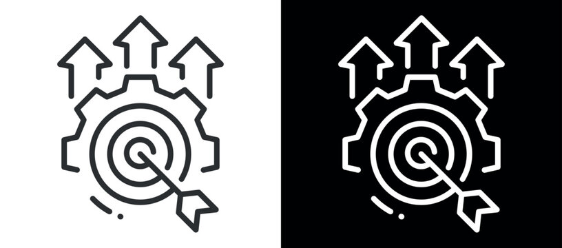 Gear and arrows symbolizing business strategy and goal achievement