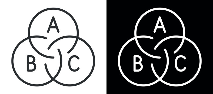 Abc overlapping circles diagram with three intersecting elements