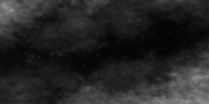 An abstract space background loop features a dark night sky with stars and a blue moon amidst a motion of clouds, steam, and a light explosion of mist