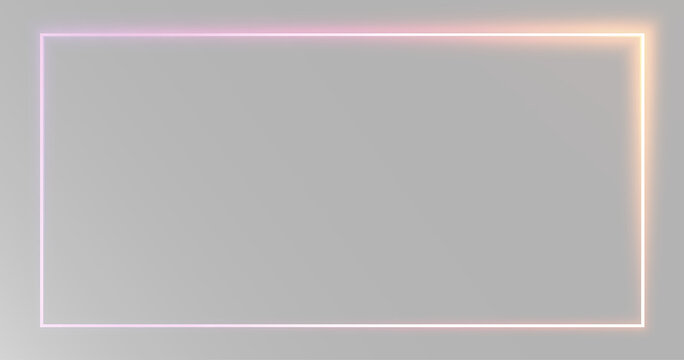 Neon Light Rectangle Outline with Futuristic Gradient Glow and Minimal Abstract Composition neon frame png