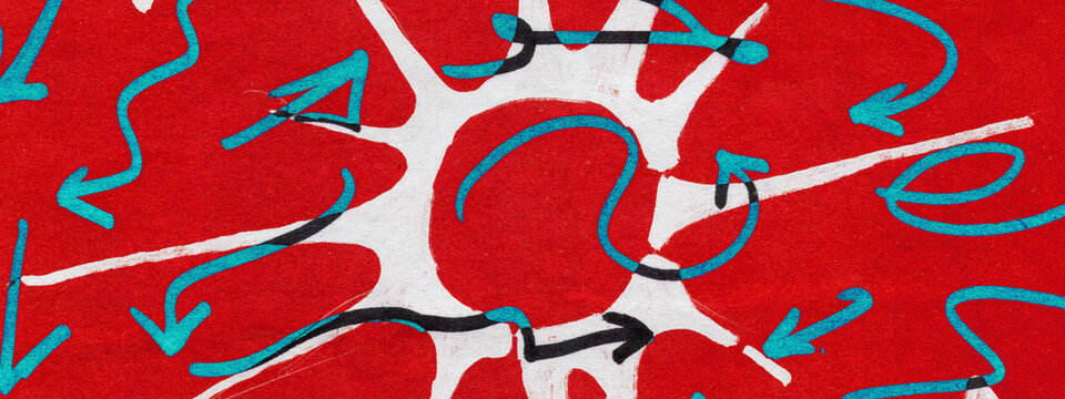 Risograph Print Red White Teal Arrow Network Art Zine Aesthetic Indie Punk Pop Brushstroke Background
