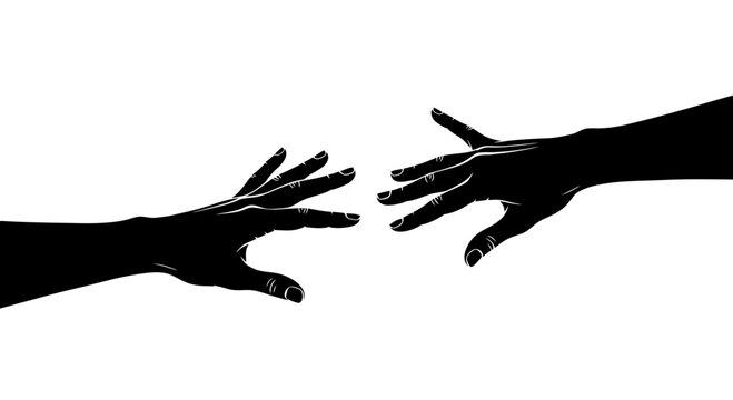 Reaching Hands Silhouette - Connection, Support, Hope, Help