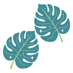 Green monstera deliciosa leaves for tropical nature concept. Hand drawn.   © Widiyanti.