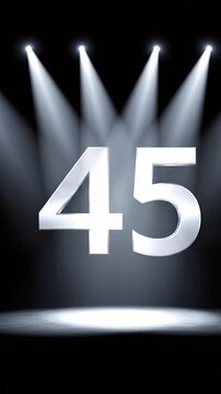 Dramatic Theater Curtain Reveal of Number 45 with Spotlight
