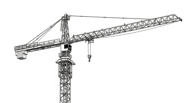 Tower Crane Construction Equipment Industrial Machine.