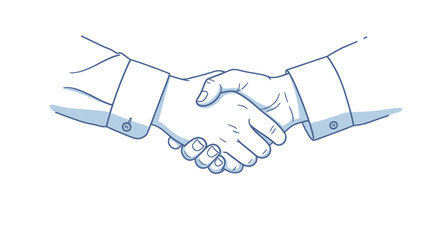 Minimalist business handshake line art vector, professional deal agreement illustration, corporate partnership and cooperation symbol on white background © ZINIYAISLAM