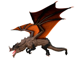 Fototapeta premium 3D Rendering Fairy Tale Dragon on White