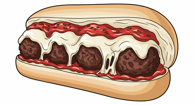 Hearty sub sandwich overflowing with juicy meatballs, rich tomato sauce, and melted cheese