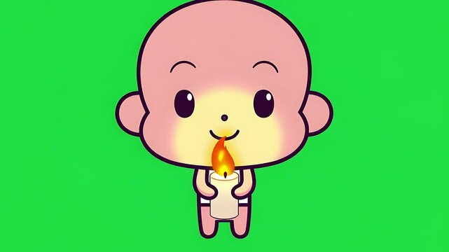 Cute Child Holding Candle Cartoon