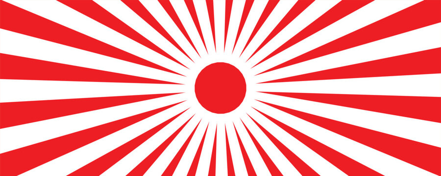 red Sunburst for the background. flag of japanese. The rising sun. vector.