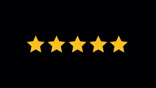 Gold Five Star Rating Review Light Sweep Overlay Transparent Background 4K Video