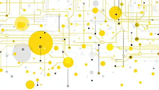 Abstract yellow and gray digital network with connecting nodes