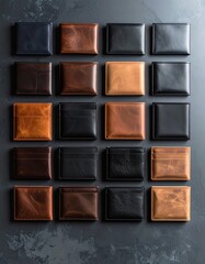 Fototapeta premium Assorted Leather Wallets in Various Colors and Styles on Display