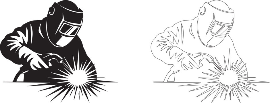 illustration logo of welding person 