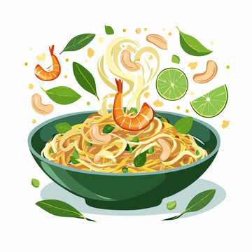 W&uuml;rzige Pad-Thai-Nudeln mit Garnelen