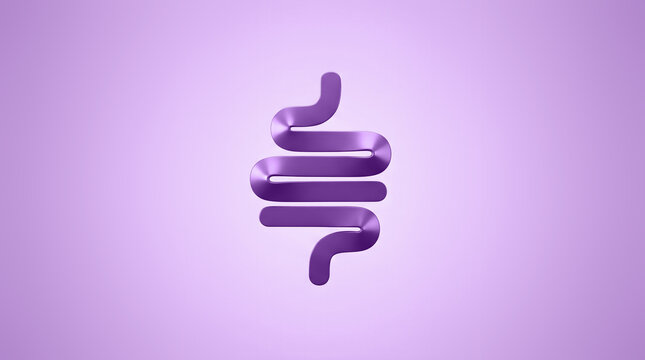 Minimal Purple Intestine Illustration, Abstract Digestive System Medical Concept