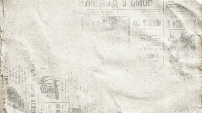 Old Tattered Newspaper with Faded Text and Wrinkles