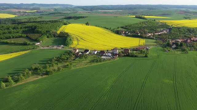 Aerial drone view of agriculture landscape in Moravia