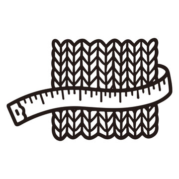 Hand drawn knitting gauge swatch doodle icon measurement fabric sample illustration isolated