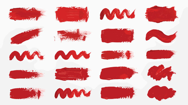 Abstract paint theme decorative elements collection in brush crayon style, artistic textures, thick smears, and swipes