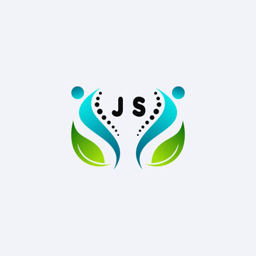 JS initials modern and minimalist abstract logo with human and leaf elements