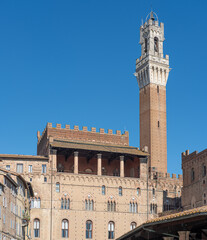 Obraz premium View of Palazzo Pubblico bell tower, Siena, Italy