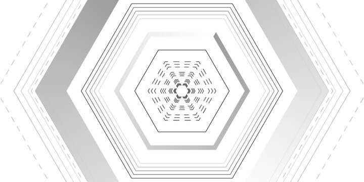 white and grey technology hexagonal stoke background. abstract gradient hexagon digital technology background, Vector. abstract graphic design banner pattern presentation background web template.	