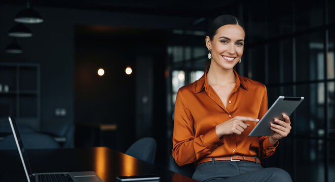 Office woman handling salary review and financial results during a work meeting, useful for career growth, employee role, bank service, accounting task and everyday business decision visuals