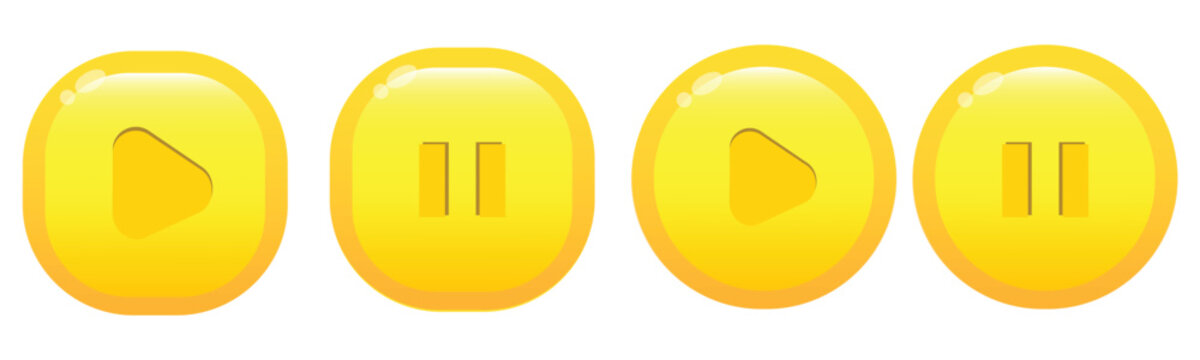 3d game media player button icon set with glossy play pause controls and modern multimedia symbols