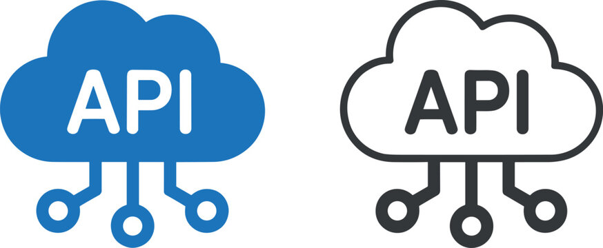 Modern api cloud icons set with network connection illustration